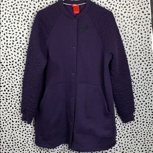 Purple Nike quilted button down sweatshirt jacket